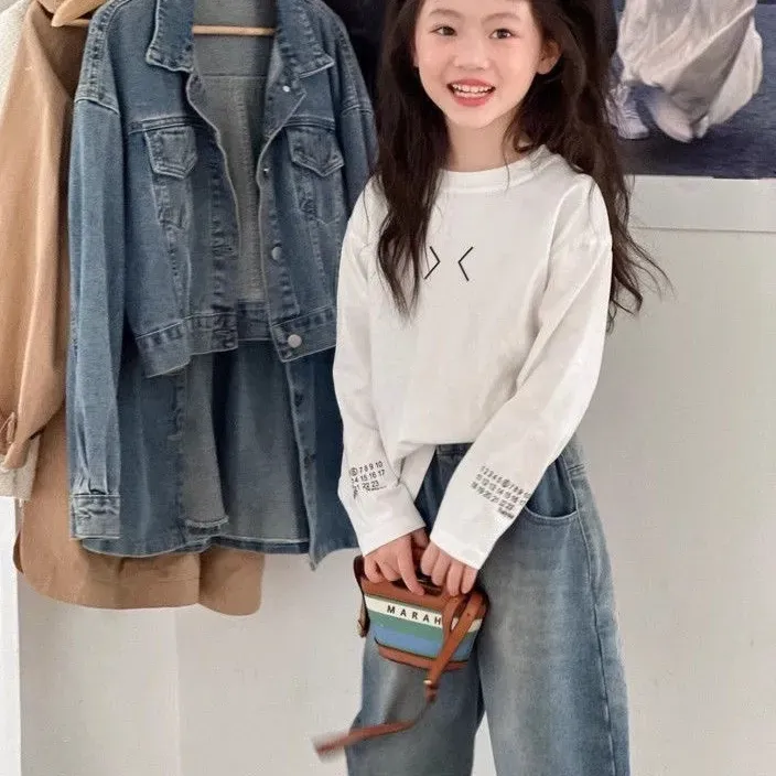【100-160cm】大人気 毎日着たくなる カジュアル シンプル きれいめ 女の子 長袖 Ｔシャツ