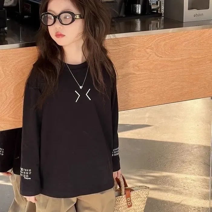 【100-160cm】大人気 毎日着たくなる カジュアル シンプル きれいめ 女の子 長袖 Ｔシャツ