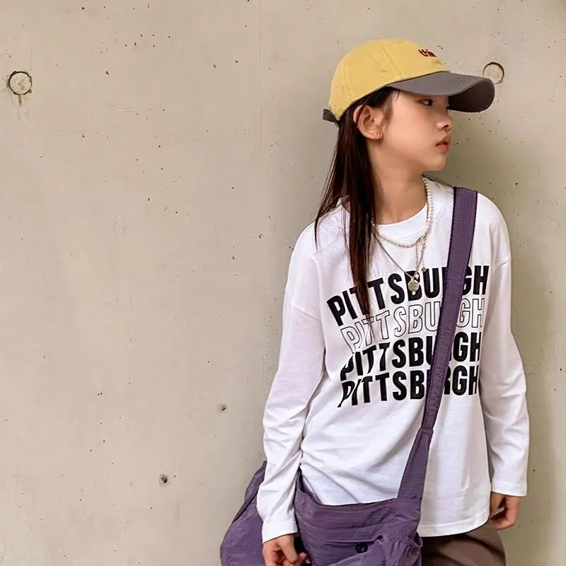 【100-160cm】超人気 シンプル 着心地良い 合わせやすい ルーズ カジュアル 長袖 Tシャツ