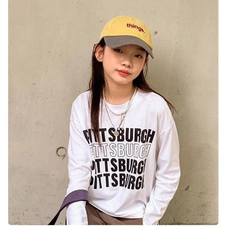 【100-160cm】超人気 シンプル 着心地良い 合わせやすい ルーズ カジュアル 長袖 Tシャツ