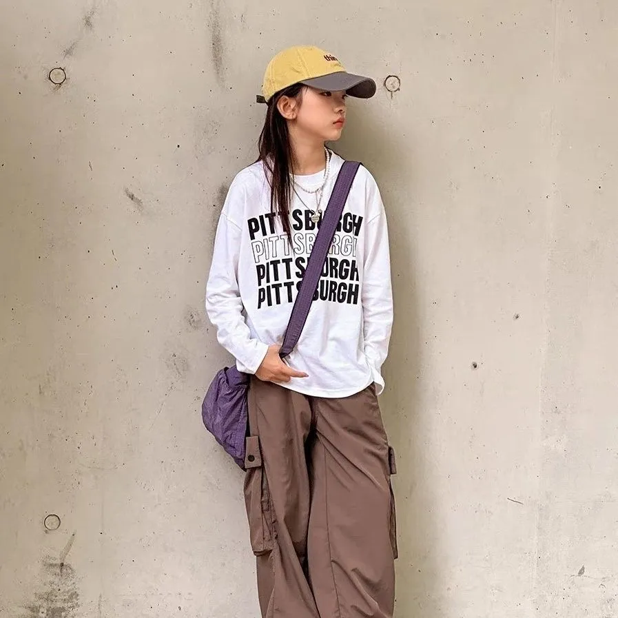 【100-160cm】超人気 シンプル 着心地良い 合わせやすい ルーズ カジュアル 長袖 Tシャツ