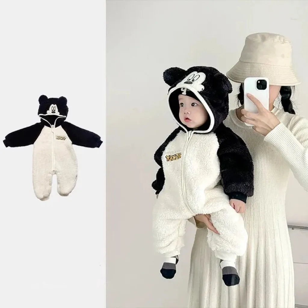 【73-100cm】絶対流行 可愛い カートゥーン キュート 肌に優しい 配色 ラムウール ベビー ロンパース
