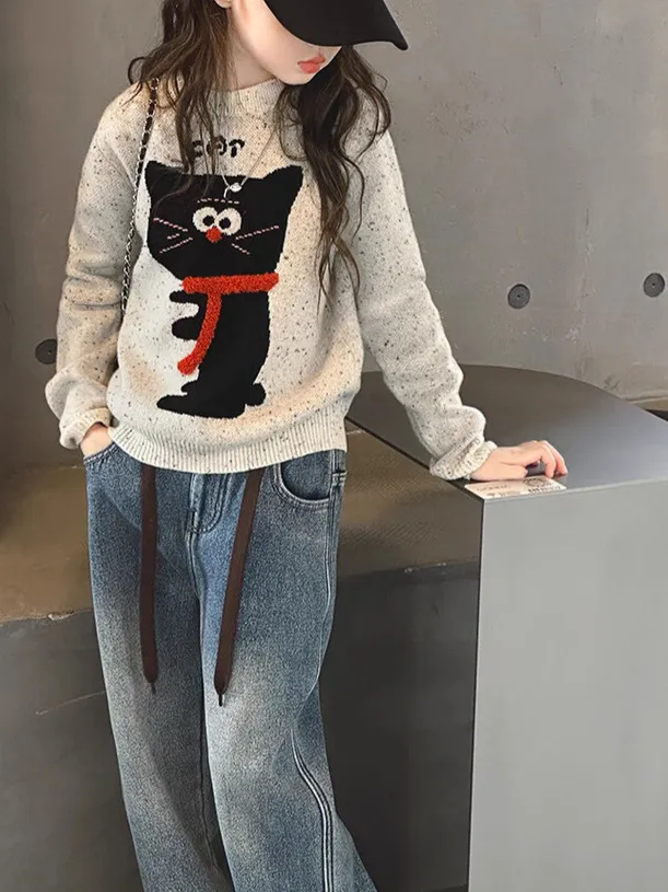 【120-170cm】セーター 人気上昇中 ルーズ 刺繍 カジュアル 合わせやすい セーター