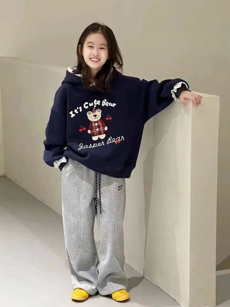【130-170cm】パーカー 女の子 ルーズ カートゥーン 合わせやすい フード付き パーカー