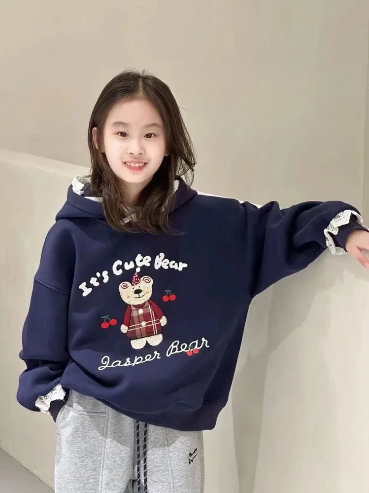 【130-170cm】パーカー 女の子 ルーズ カートゥーン 合わせやすい フード付き パーカー