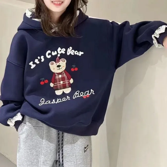 【130-170cm】パーカー 女の子 ルーズ カートゥーン 合わせやすい フード付き パーカー