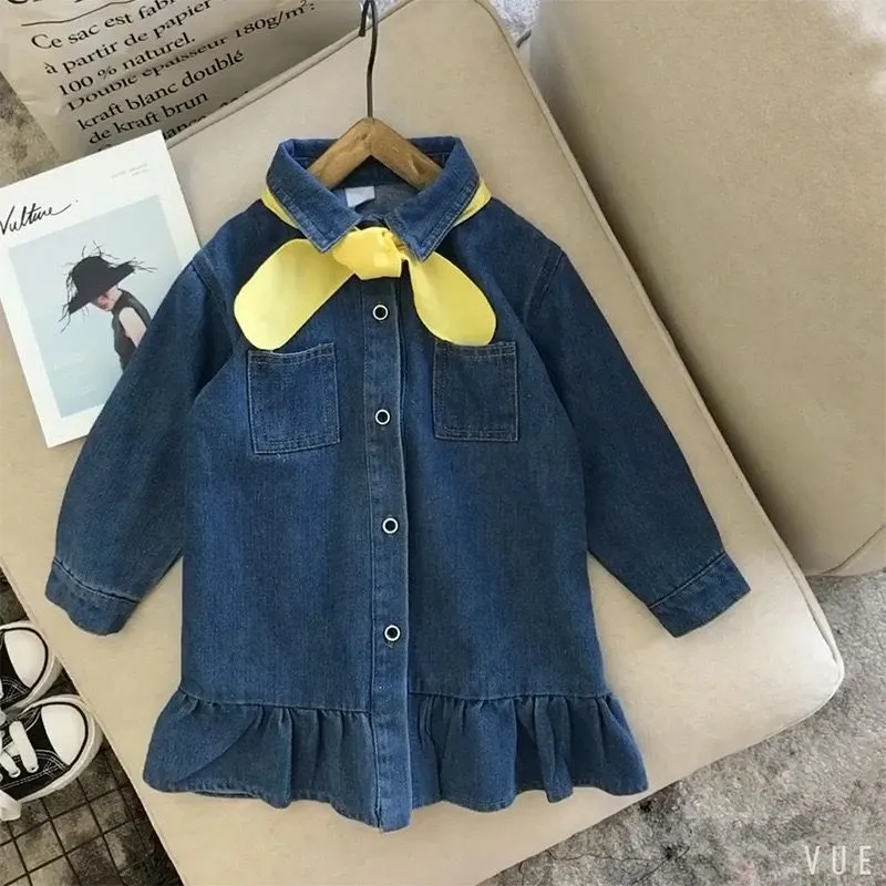 【90-130cm】ワンピース 女の子 カジュアル 着心地良い 定番 おしゃれ シンプル デニム ワンピース