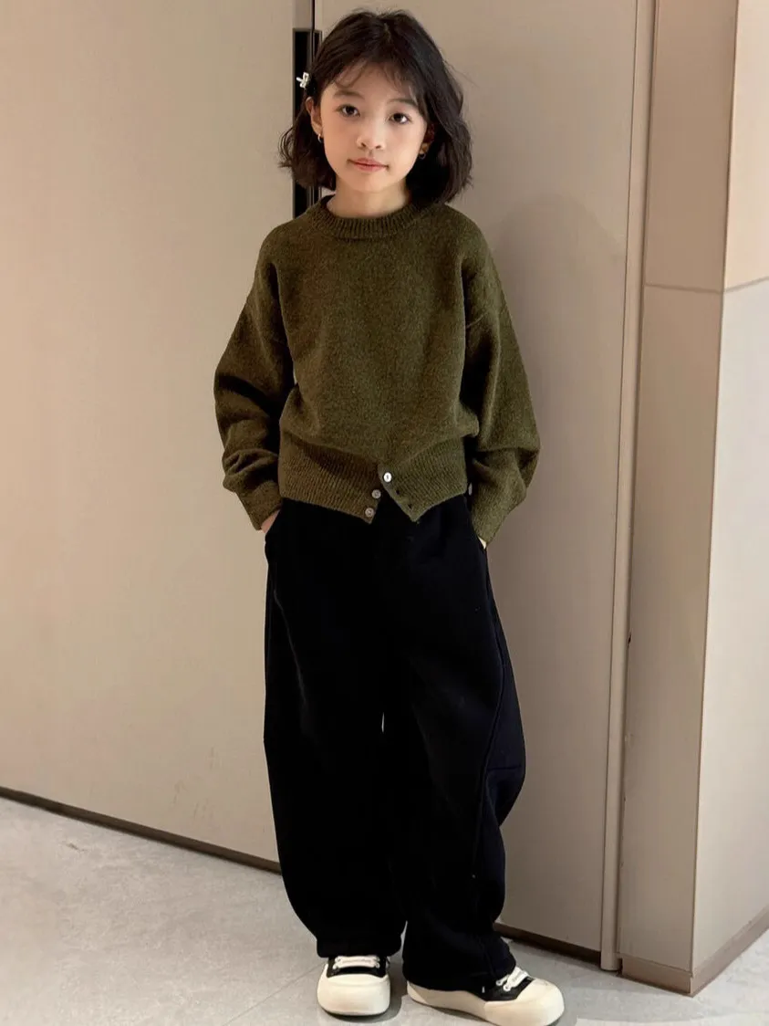 【120-170cm】セーター/カジュアルパンツ 単品注文 女の子 シンプル 着心地良い ニット セーター 長ズボン