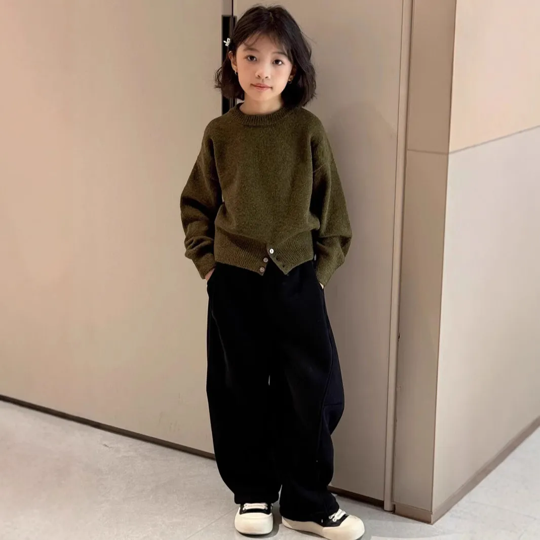 【120-170cm】セーター/カジュアルパンツ 単品注文 女の子 シンプル 着心地良い ニット セーター 長ズボン