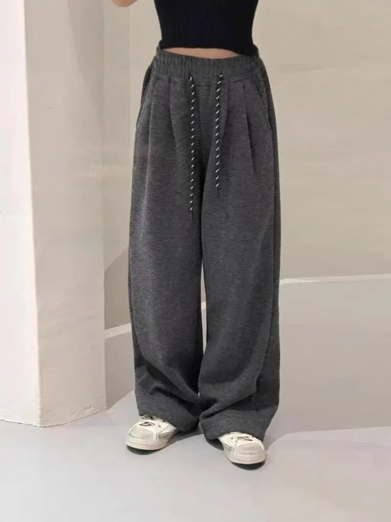 【120-170cm】ワイドパンツ 女の子 カジュアル 履きやすい 無地 ルーズ 長ズボン