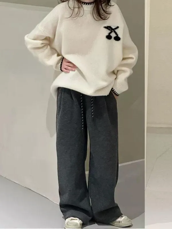 【120-170cm】ワイドパンツ 女の子 カジュアル 履きやすい 無地 ルーズ 長ズボン
