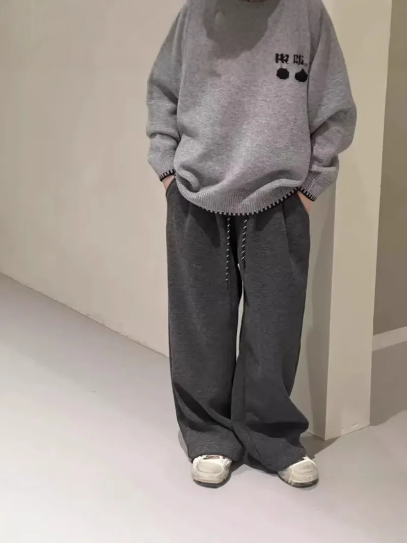 【120-170cm】ワイドパンツ 女の子 カジュアル 履きやすい 無地 ルーズ 長ズボン