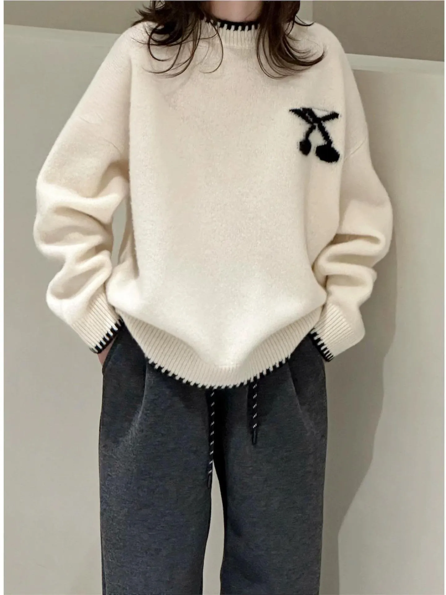 【120-170cm】セーター 女の子 カジュアル ルーズ ラウンドネック 着心地良い ニット セーター