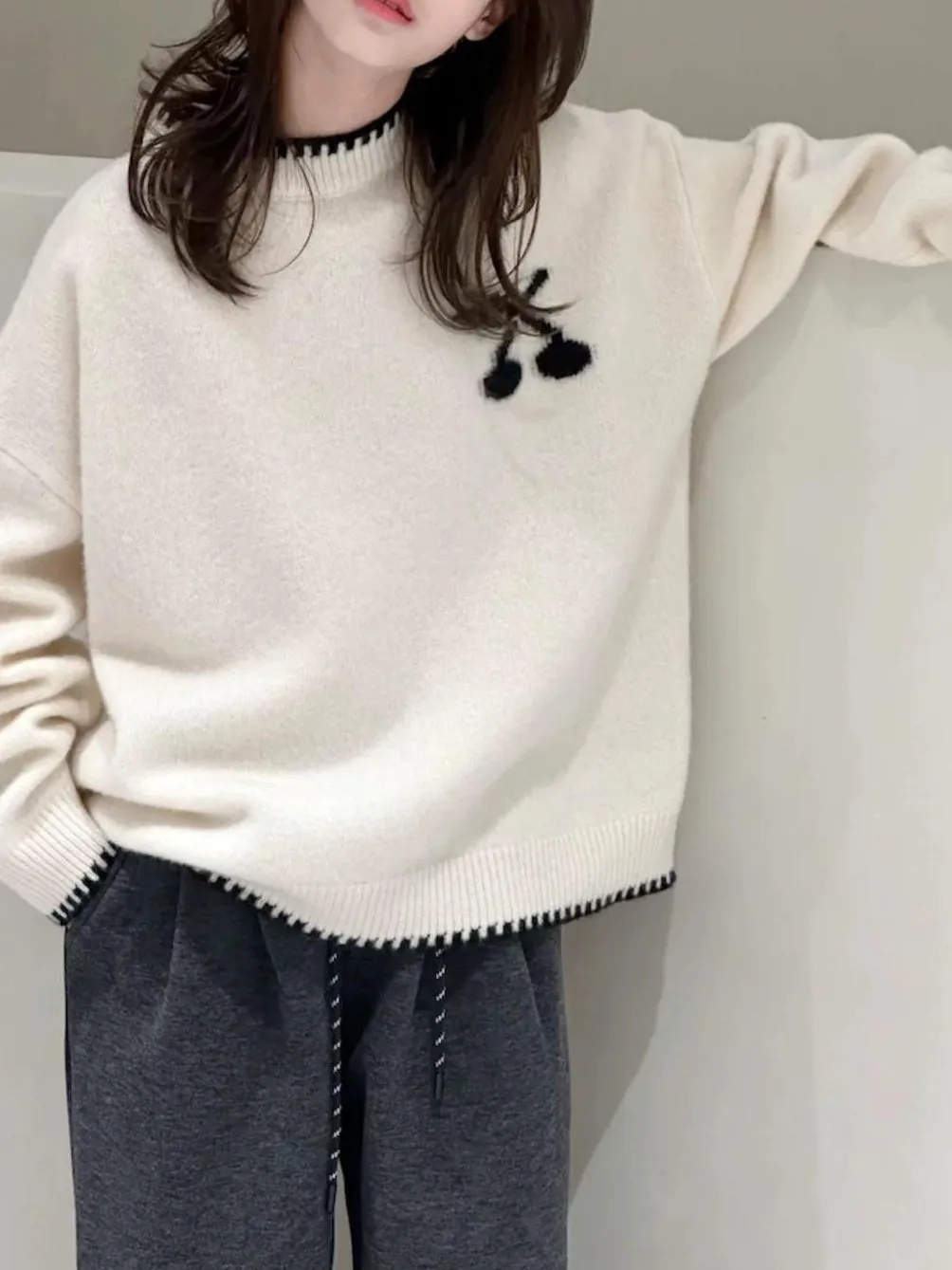 【120-170cm】セーター 女の子 カジュアル ルーズ ラウンドネック 着心地良い ニット セーター