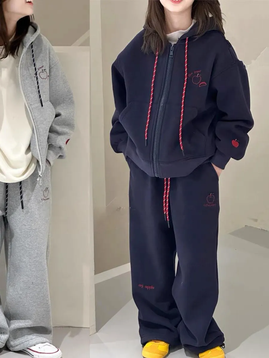 【120-170cm】二点セット 女の子 シンプル 着心地良い 定番 アウター+長ズボン セットアップ