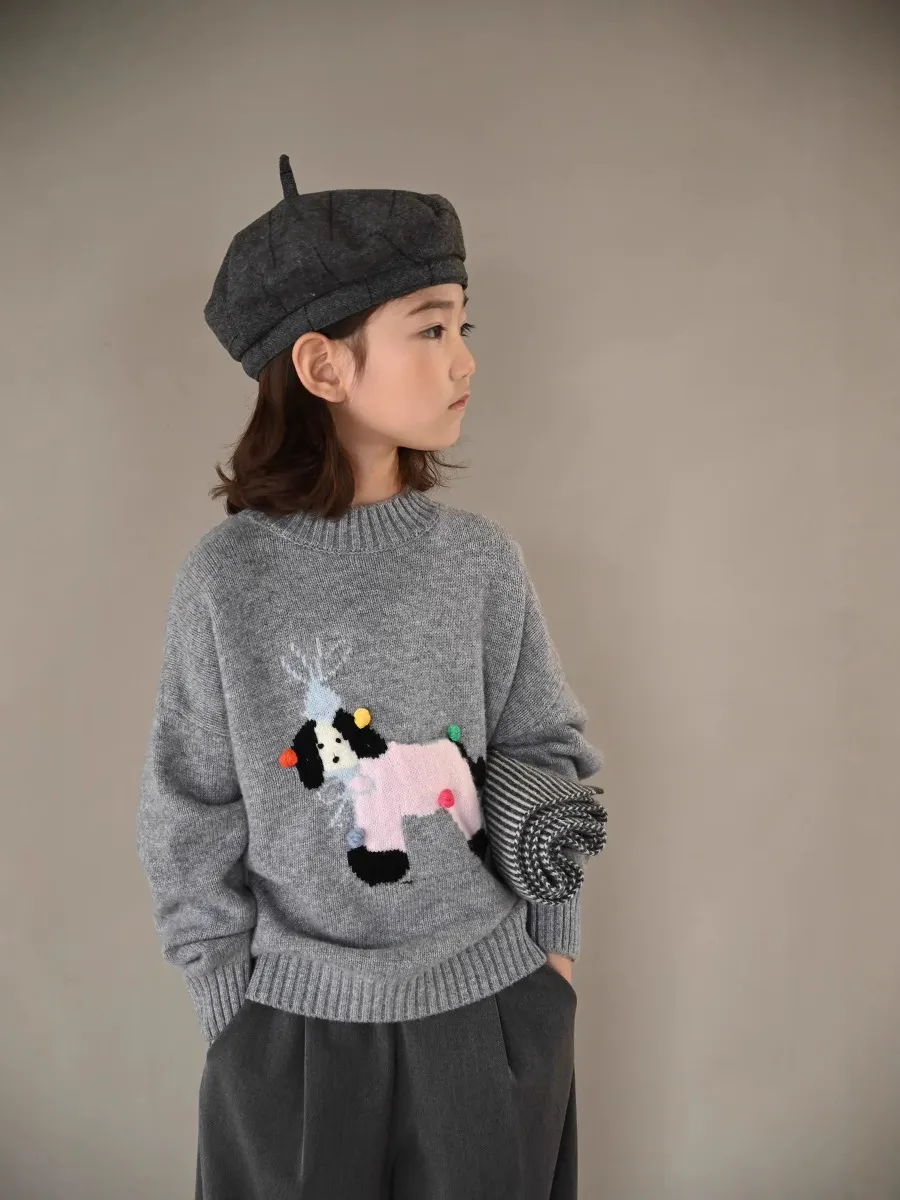 【130-170cm】セーター 女の子 シンプル 合わせやすい レトロ カートゥーン ニット トップス