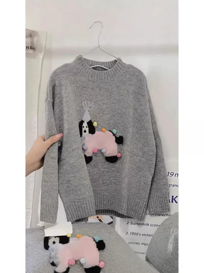 【130-170cm】セーター 女の子 シンプル 合わせやすい レトロ カートゥーン ニット トップス