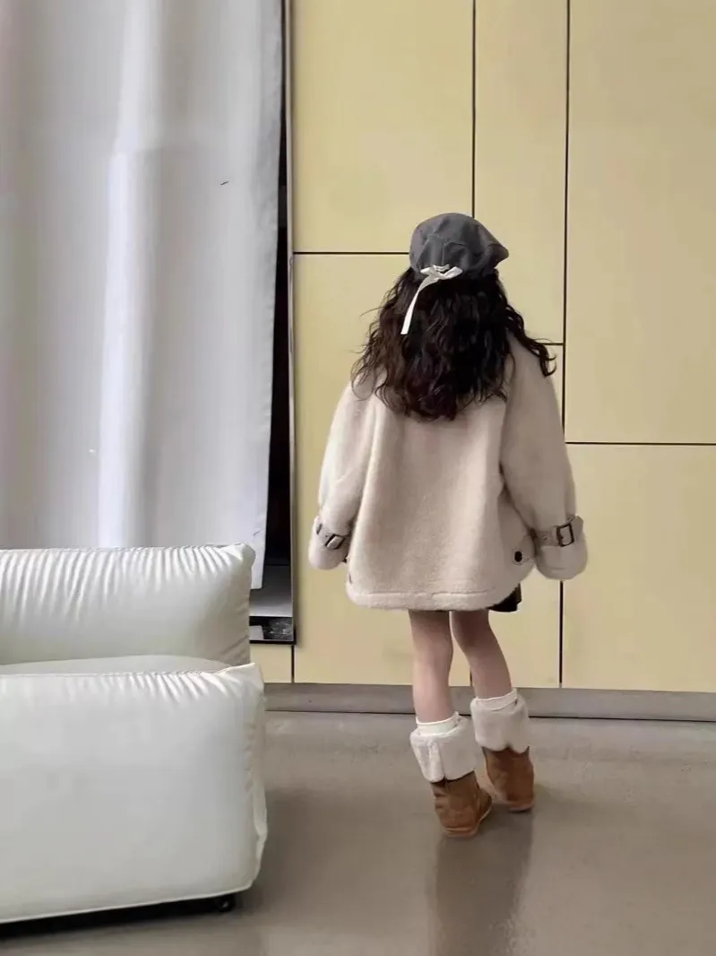 【120-170cm】アウター ふわふわ あったか シンプル 定番 女の子 スタンドネック コート