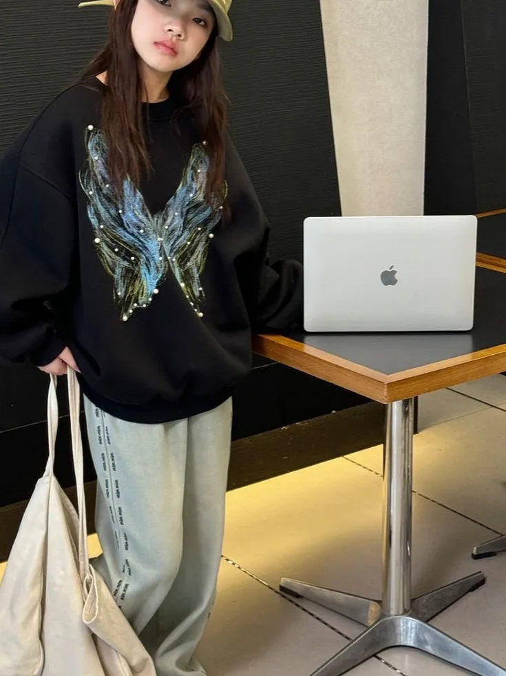 【120-170cm】トレーナー 女の子 ラウンドネック カジュアル おしゃれ 人気 トップス