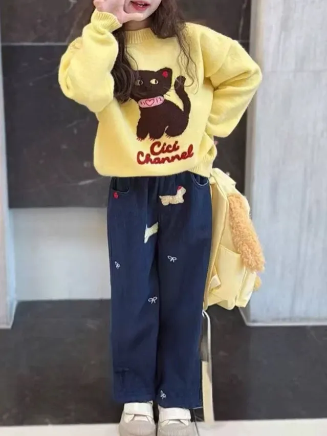 【120-170cm】セーター 女の子 ルーズ おしゃれ 可愛い ラウンドネック トレンド ニット セーター