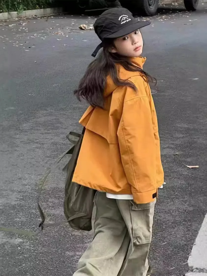 【120-170cm】人気上昇中 女の子 シンプル 定番 アウター 合わせやすい フード付き ジャケット