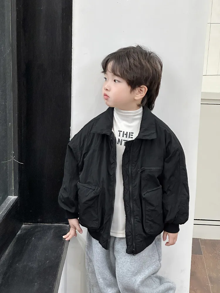 【90-150cm】人気上昇中 カッコイイ 合わせやすい トレンド 折り襟 あったか アウター