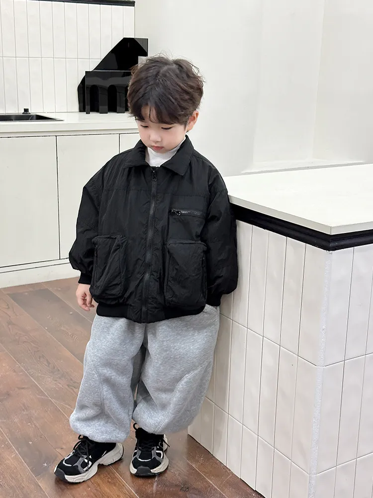 【90-150cm】人気上昇中 カッコイイ 合わせやすい トレンド 折り襟 あったか アウター