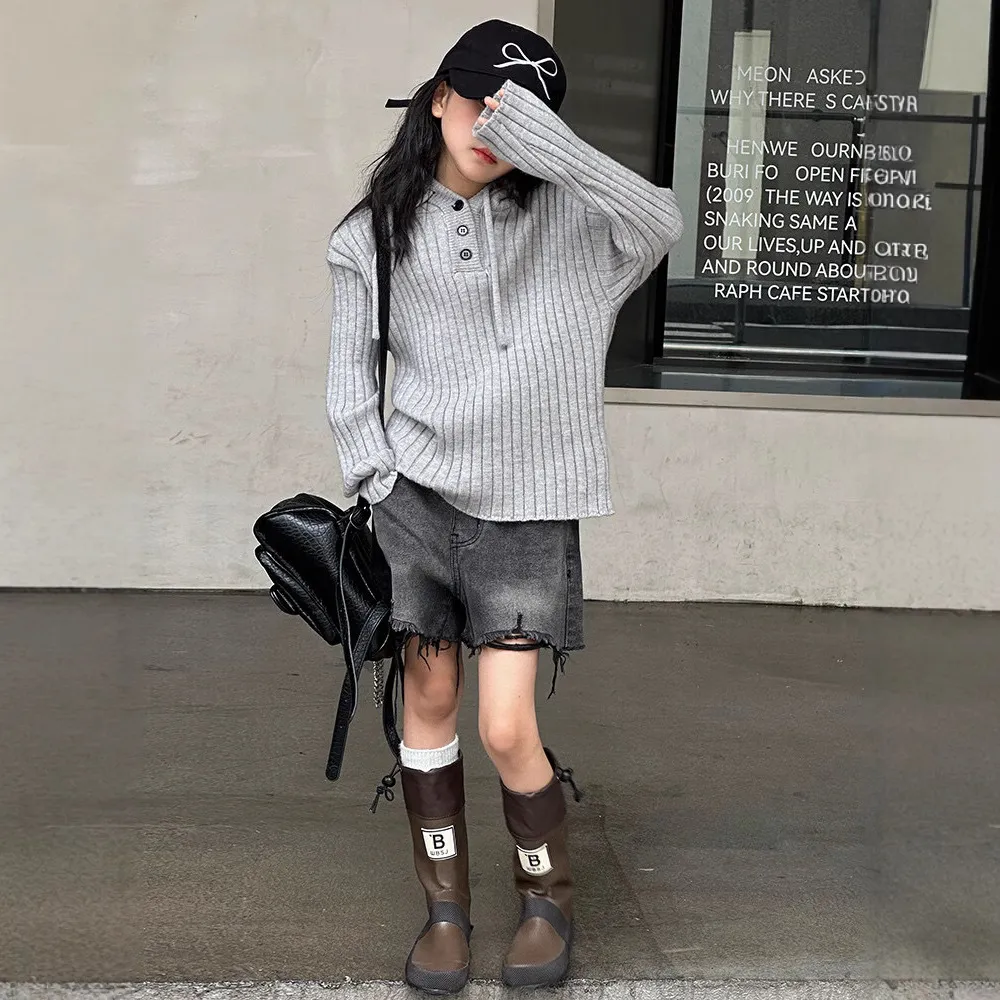 【120-170cm】よく売れる シンプル 定番 合わせやすい 着心地良い フード付き ニット トップス