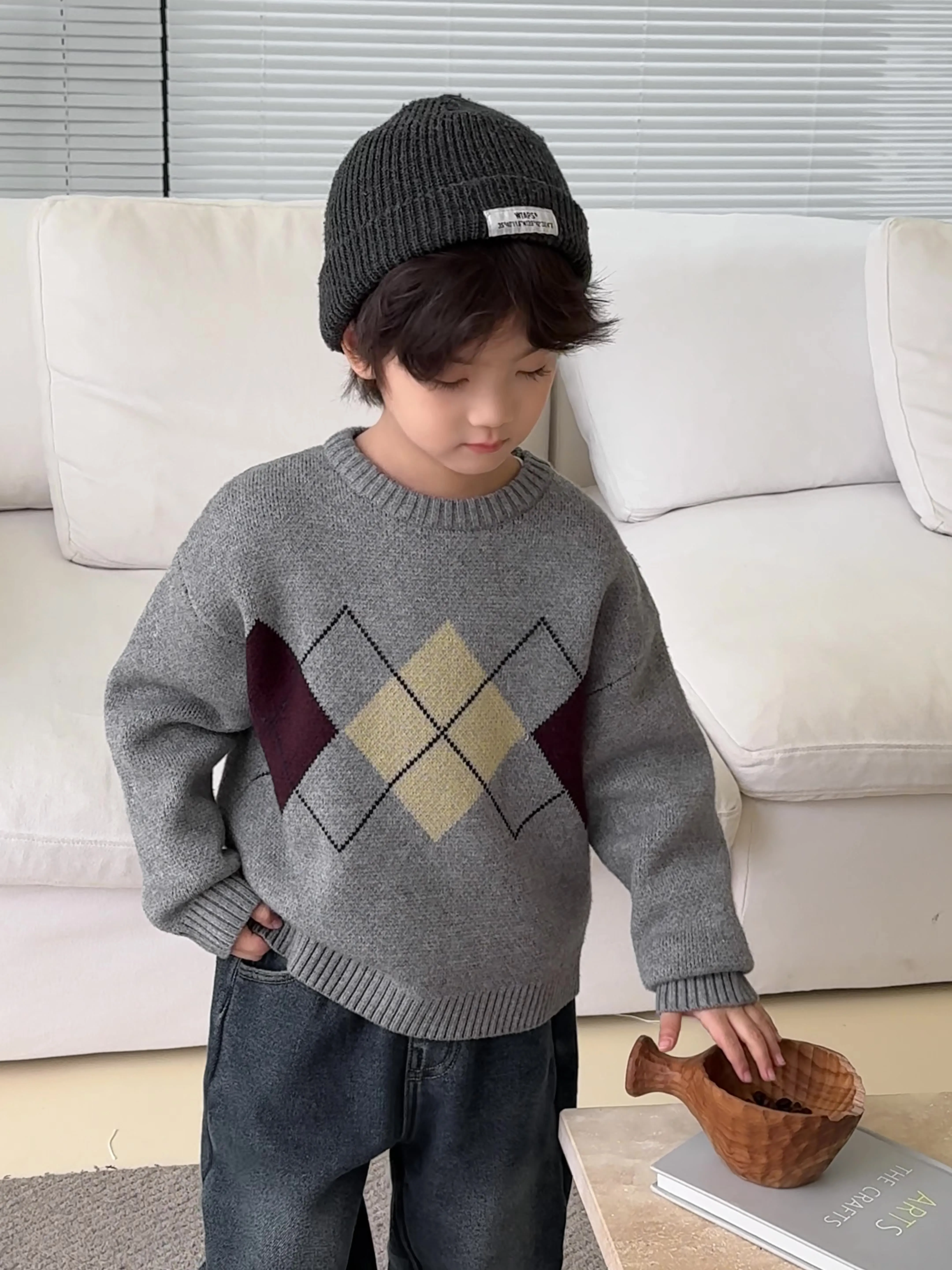 【110-170cm】人気上昇中 男の子 着心地良い 合わせやすい ラウンドネック ニット セーター