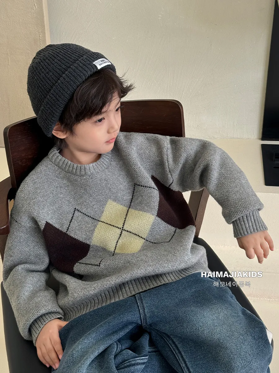 【110-170cm】人気上昇中 男の子 着心地良い 合わせやすい ラウンドネック ニット セーター