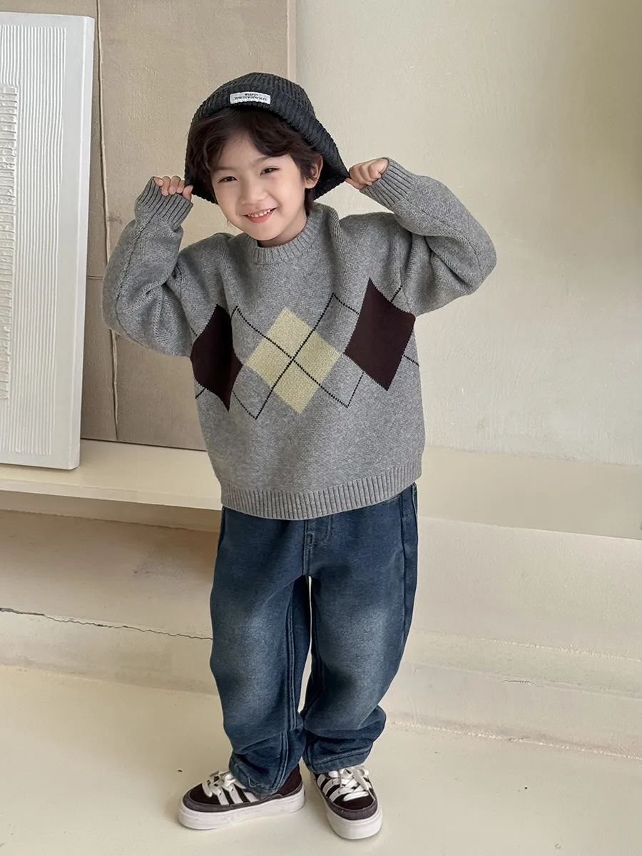 【110-170cm】人気上昇中 男の子 着心地良い 合わせやすい ラウンドネック ニット セーター