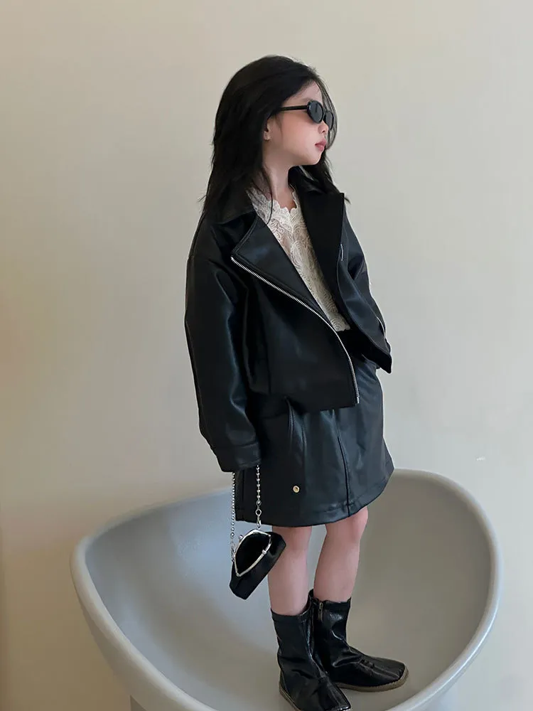 【90-160cm】二点セット 単品注文可 女の子 カジュアル 無地 トレンド  ジャケット+スカートセットアップ