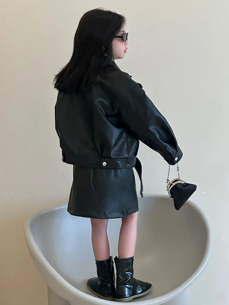【90-160cm】二点セット 単品注文可 女の子 カジュアル 無地 トレンド ジャケット+スカートセットアップ