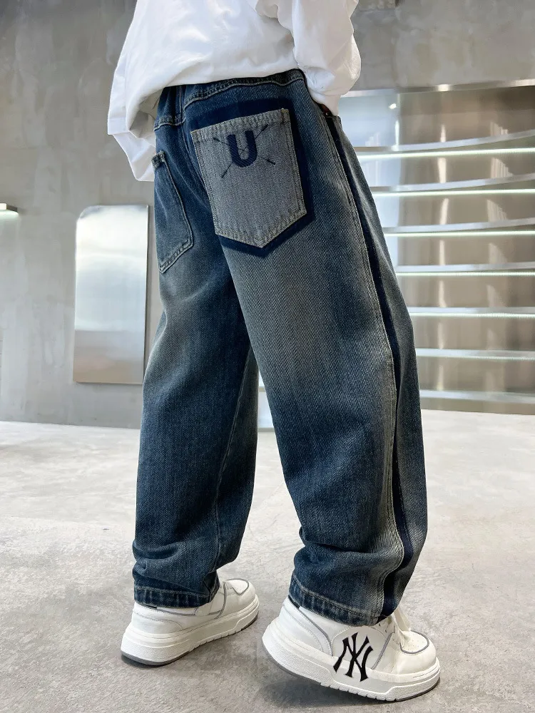 【120-170cm】絶対見逃さないで 大人気 カジュアル 合わせやすい 男の子 デニム パンツ