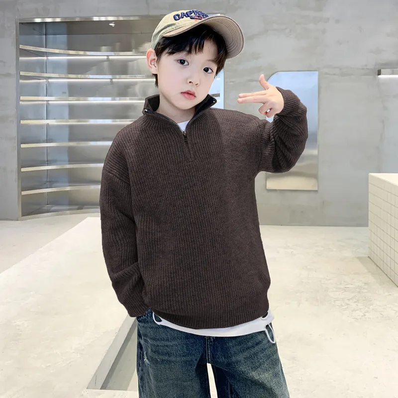 【120-170cm】着回し最強 大人気 ナチュラル カジュアル ハーフネック 男の子 ニット セーター