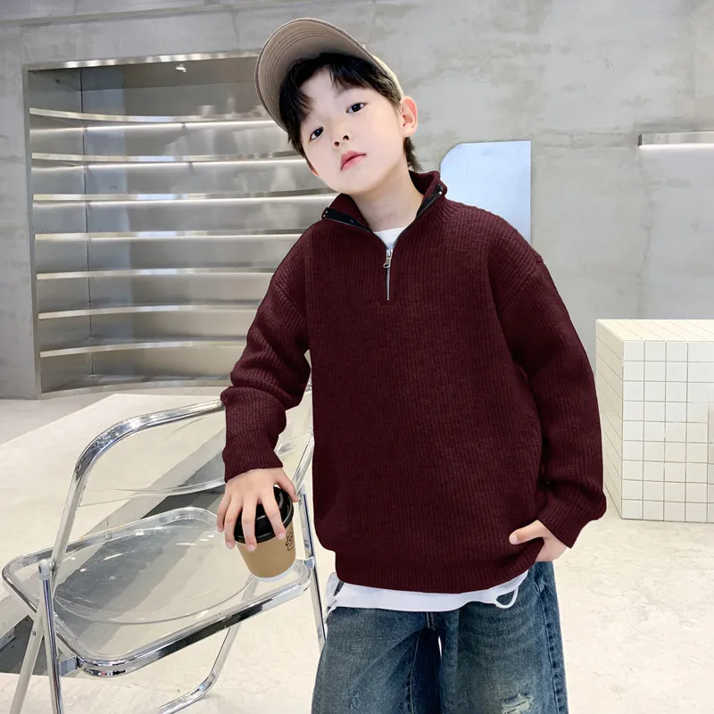 【120-170cm】着回し最強 大人気 ナチュラル カジュアル ハーフネック 男の子 ニット セーター