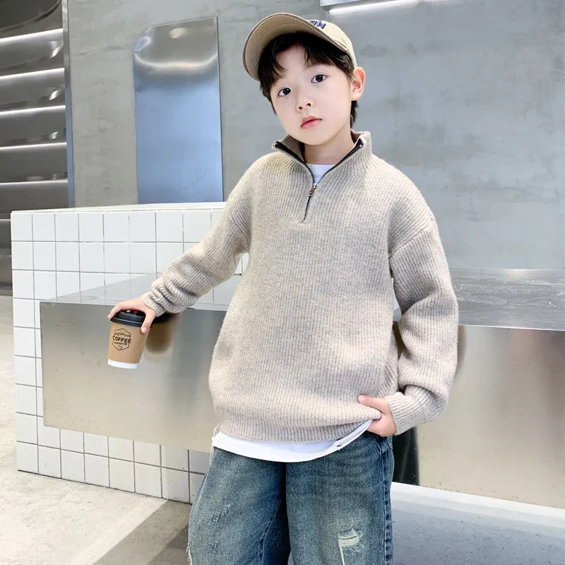 【120-170cm】着回し最強 大人気 ナチュラル カジュアル ハーフネック 男の子 ニット セーター