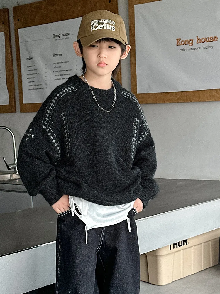 【120-170cm】絶対後悔しない 着心地良い 特別なデザイン シンプル 男の子 ニット セーター