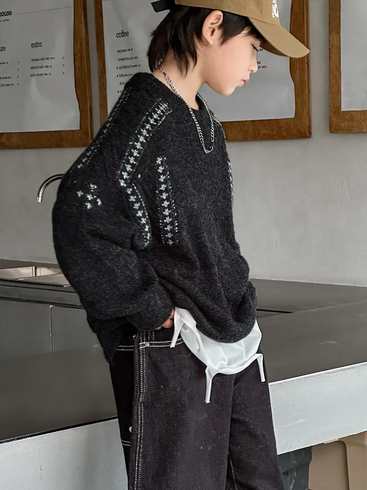 【120-170cm】絶対後悔しない 着心地良い 特別なデザイン シンプル 男の子 ニット セーター