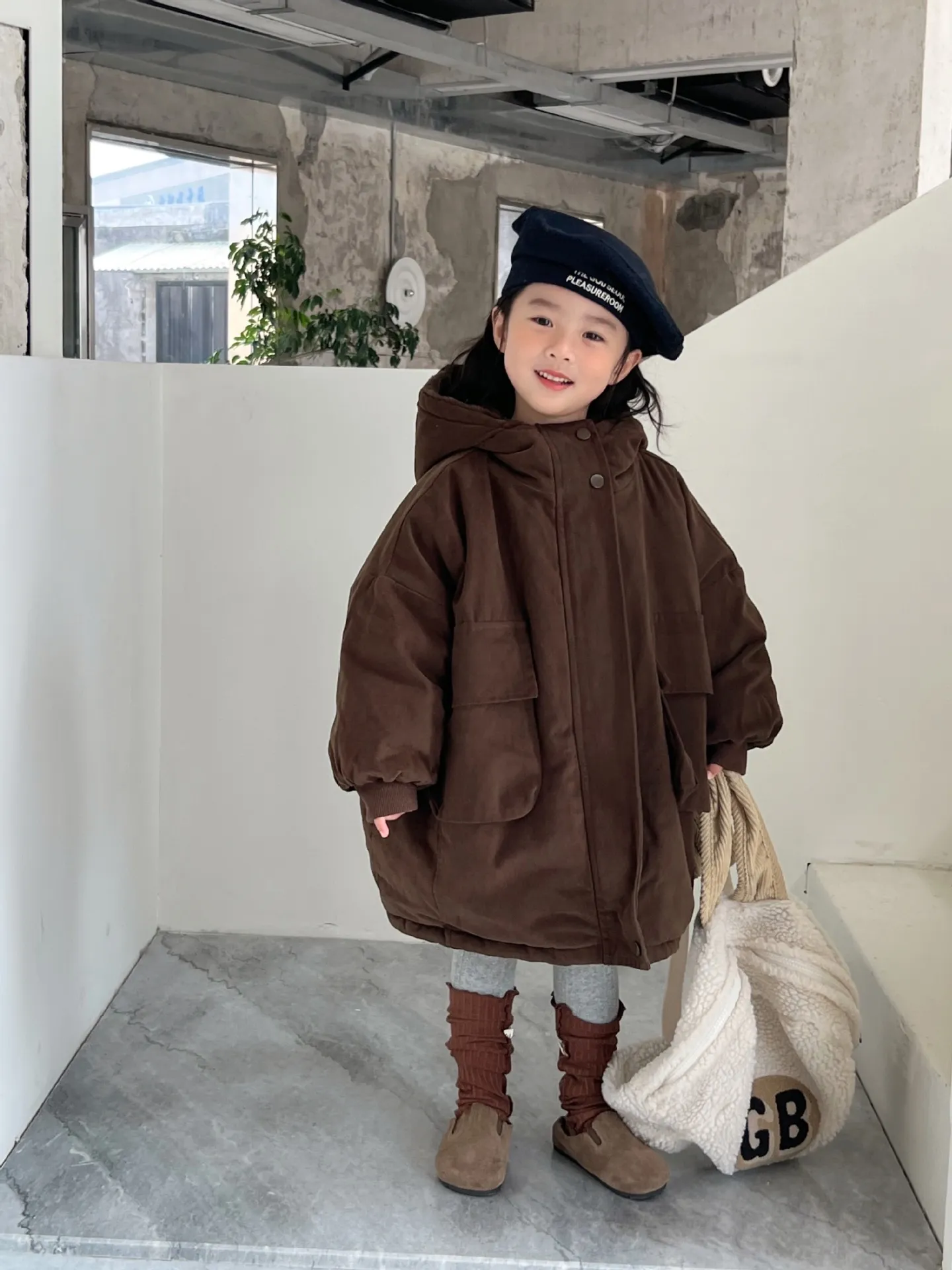 【80-150cm】絶対見逃さないで 可愛い ナチュラル あったか 無地 女の子 フード付き アウター