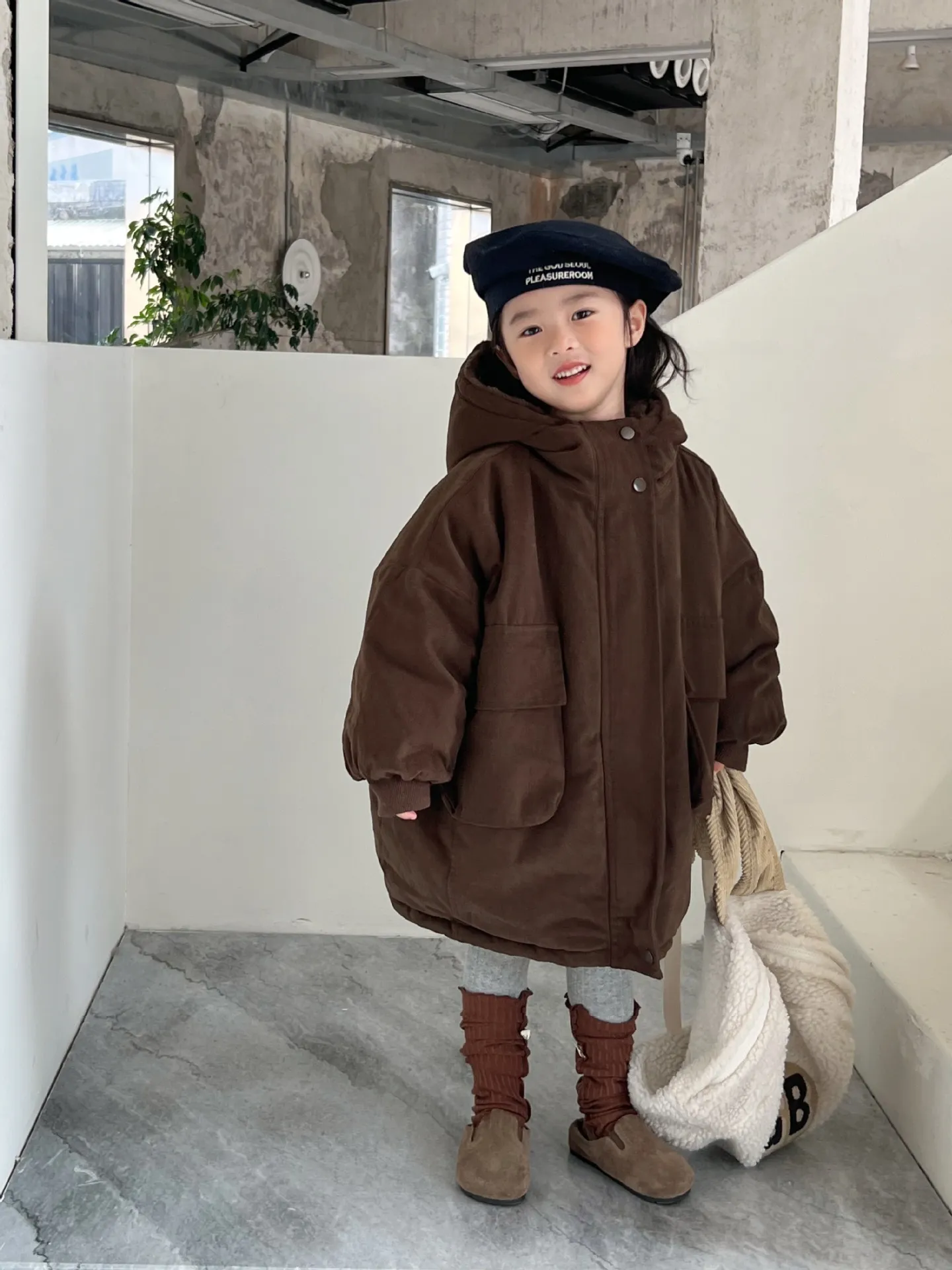 【80-150cm】絶対見逃さないで 可愛い ナチュラル あったか 無地 女の子 フード付き アウター