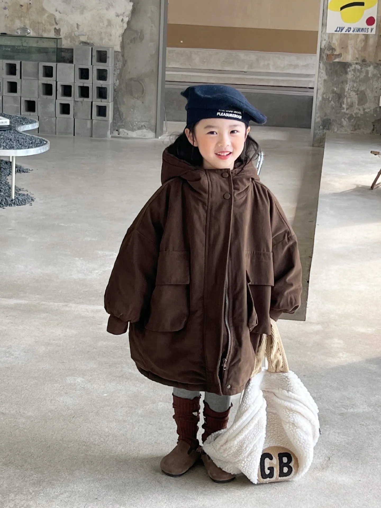【80-150cm】絶対見逃さないで 可愛い ナチュラル あったか 無地 女の子 フード付き アウター