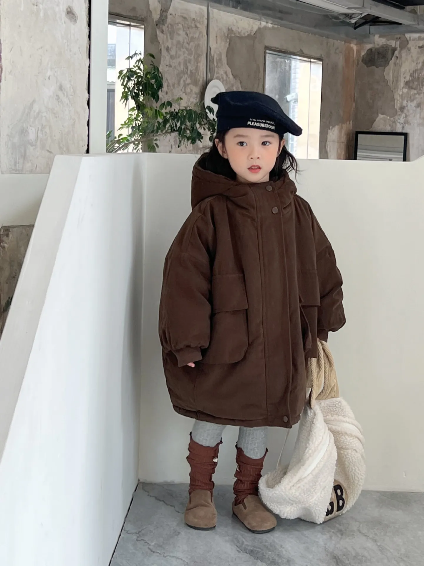 【80-150cm】絶対見逃さないで 可愛い ナチュラル あったか 無地 女の子 フード付き アウター