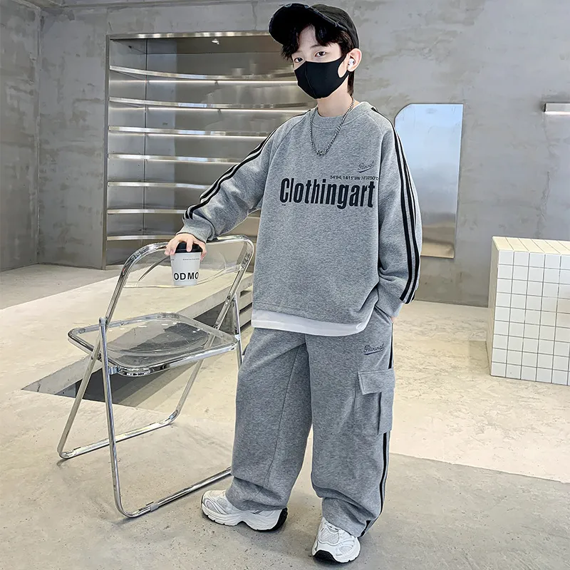 【120-170cm】二点セット 超人気商品 スポーツ カジュアル 男の子 トレーナー＋パンツ セットアップ