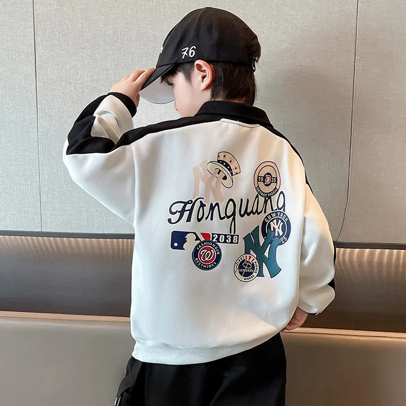 【120-170cm】着回し力抜群 大人気 カッコイイ カートゥーン POLOネック 男の子 トレーナー