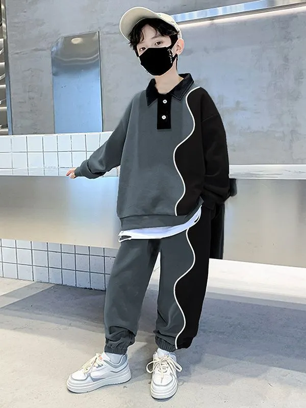 【120-170cm】二点セット 人気商品 カジュアル スポーツ 男の子 トップス＋ボトムス セットアップ