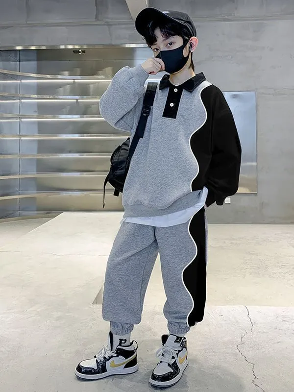 【120-170cm】二点セット 人気商品 カジュアル スポーツ 男の子 トップス＋ボトムス セットアップ