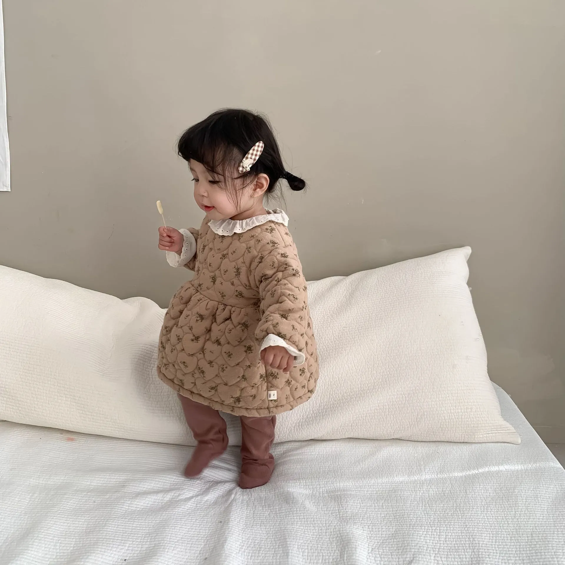 【73-110cm】人気上昇中 女の子 花柄 おしゃれ あったか 定番 合わせやすい ワンピース