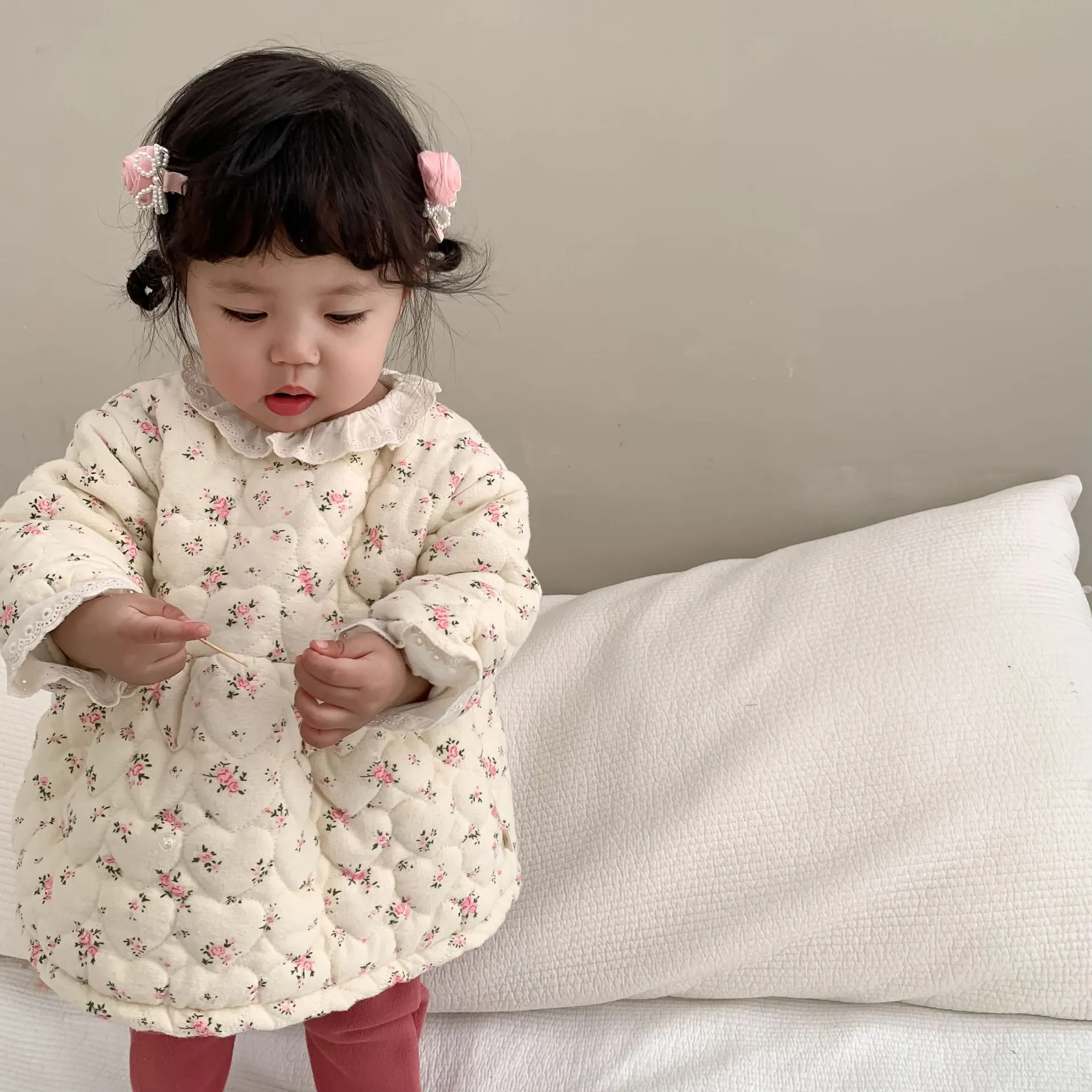 【73-110cm】人気上昇中 女の子 花柄 おしゃれ あったか 定番 合わせやすい ワンピース