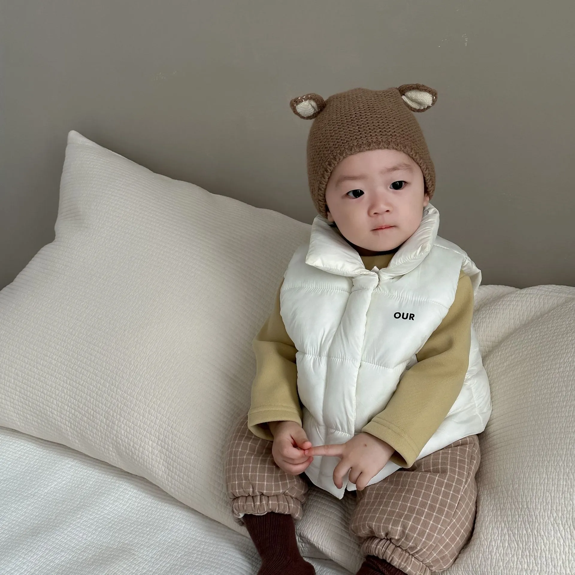 【66-100cm】話題沸騰中 質感いい 合わせやすい ナチュラル あったか ベビー ベスト